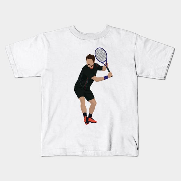 Best tennis backhand illustration Kids T-Shirt by RockyDesigns